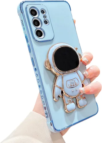 Vista 7 de phylla para Samsung Galaxy A12 Funda de Teléfono con Soporte Oculto de Astronauta Chapado en Oro de Lujo Lindo Astronauta Lateral Lindo