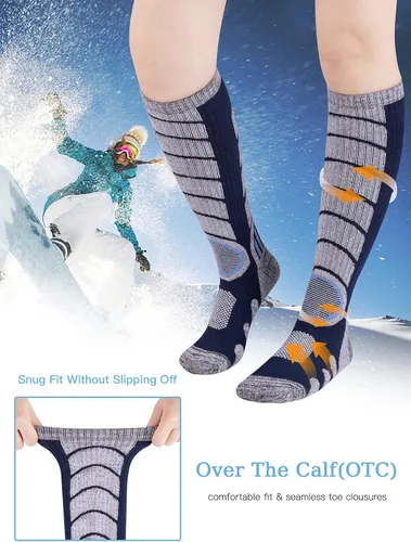 Vista 4 de Calcetines de esquí para mujeres y hombres, calcetines térmicos para esquí y snowboard, clima frío, calcetines de rendimiento de invierno, paquete