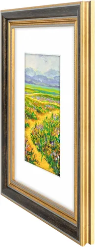 Vista 7 de Golden State Art, Marco de fotos adornado de 8 x 10 pulgadas para fotos de 5 x 7 pulgadas con paspartú o impresiones de 8 x 10 sin paspartú, cristal