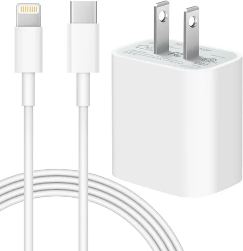 Vista 4 de Cargador para iPhone 14 13 12 de carga rápida de 20 W PD USB C cargador de pared con cable de carga rápida de 6 pies compatible con iPhone Blanco