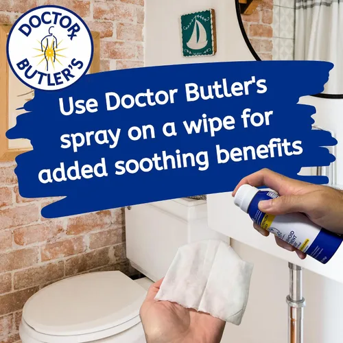 Vista 3 de Doctor Butler's Toallitas naturales con spray para hemorroides paquete de tratamiento medicado, tratamiento de hemorroides para ayudar con el alivio