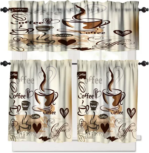 Vista 18 de Cenefas de cocina con estrellas de mar, cortinas de nivel para ventanas de cocina, cortinas de café con estrellas de mar, cortinas pequeñas