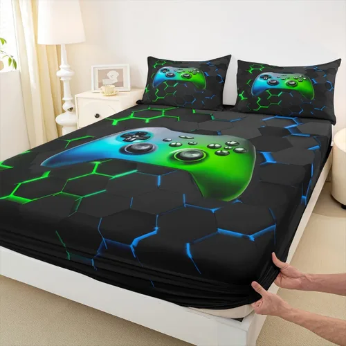 Vista 27 de Homewish Sábana bajera ajustable con diseño de bandera estadounidense de camuflaje para niños, tamaño individual, silueta de cuernos de ciervo