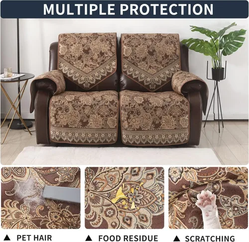 Vista 4 de Fundas impermeables para sofá reclinable, fundas antideslizantes para sofá reclinable de 2 asientos, fundas de sofá reclinable de jacquard lavables
