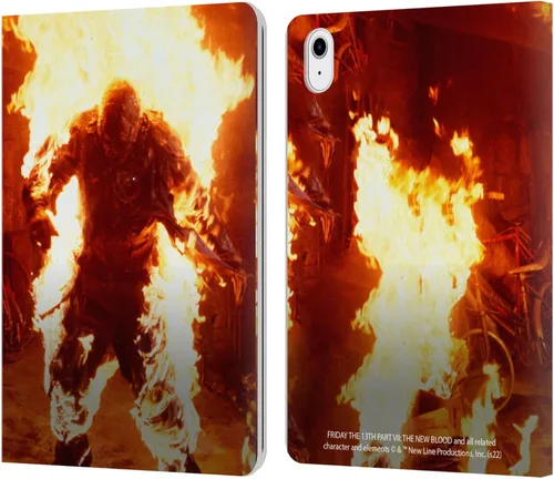 Vista 8 de Head Case Designs Officially Licensed Friday The 13th Part VII Jason Voorhees On Fire The New Blood Graphics Leather Wallet Case Compatible with