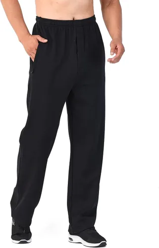 Vista 4 de Men's Front Zip Open-Bottom Sports Pants Sweatpants Trousers