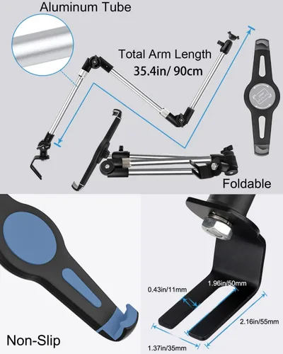 Vista 7 de Soporte para tableta de carril de asiento de automóvil o camión, abrazadera para cámara, soporte de asiento de piso ajustable resistente