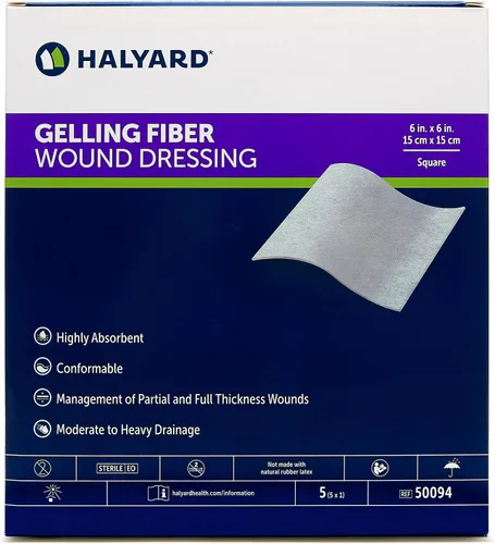 Vista 9 de HALYARD Apósito de fibra gelificante para heridas, adhesivo suave con diseño altamente absorbente, mantiene la integridad estructural de 1 x 18