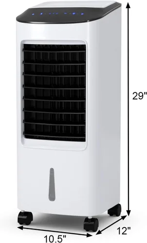 Vista 7 de Enfriador evaporativo de 29 pulgadas, ventilador de refrigeración portátil 3 en 1 con humidificador, control remoto, 2 paquetes de hielo y tanque