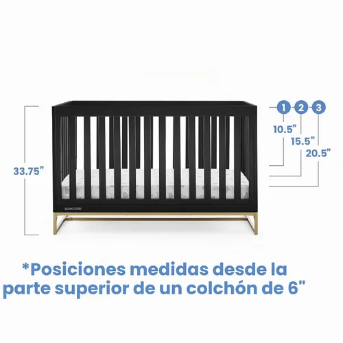 Vista 6 de Delta Children Jade Cuna convertible 4 en 1 - Certificado Greenguard Gold, Ébano/Bronce bronce (Ebony/Bronze)