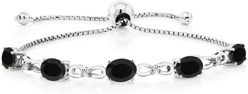 Vista 95 de Gem Stone King Pulsera de tenis de diamantes cultivados en laboratorio con piedra natal de 3-6 quilates para mujer, plata de ley 925, ovalada