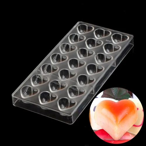 Vista 5 de Grainrain molde de chocolate de policarbonato, molde de barra de chocolate de policarbonato en forma de corazón, regalo para el día de San Valentín 1