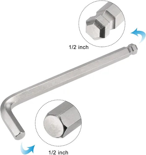 Vista 4 de uxcell Llave de llave hexagonal de extremo de bola de 1/2", herramienta de reparación CR-V de brazo largo en forma de L