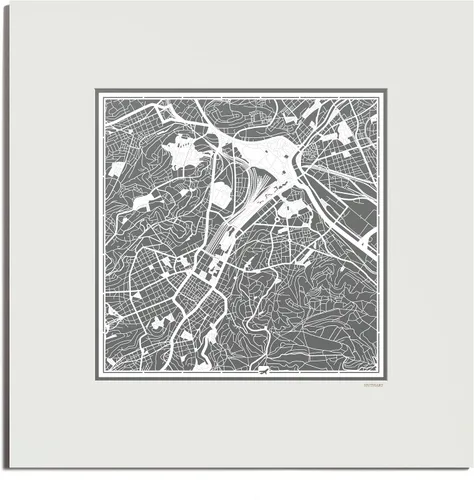 Vista 159 de O3 Design Studio Mapa de corte de papel de París, color negro mate, 20 x 20 pulgadas, arte en papel