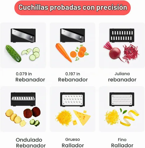 Vista 4 de Fullstar Cortador y rallador de verduras Pro Mandoline con recipiente