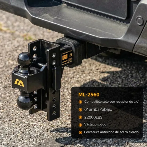 Vista 6 de CAMMOO Enganche de remolque ajustable para receptor de 2.5 pulgadas