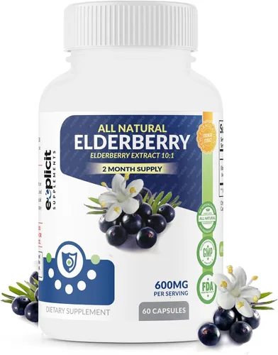Vista 7 de Suplemento de saúco totalmente natural – Potentes cápsulas antioxidantes de saúco – Extra fuerte 1200 mg – Apoya la salud inmunológica – Fabricado