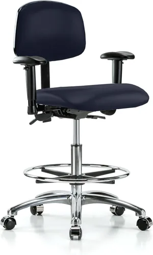 Vista 25 de PERCH - Silla giratoria con ruedas para alfombra o linóleo, cromado, Textil, Tela negra
