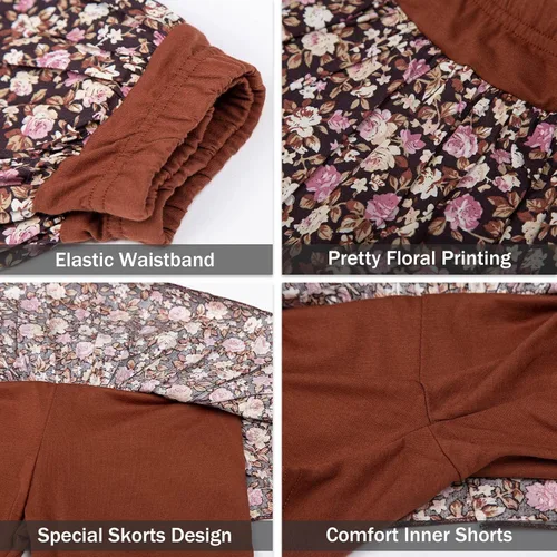 Vista 31 de LittleSpring Conjunto de verano para niñas con camiseta sin mangas y pantalones cortos florales