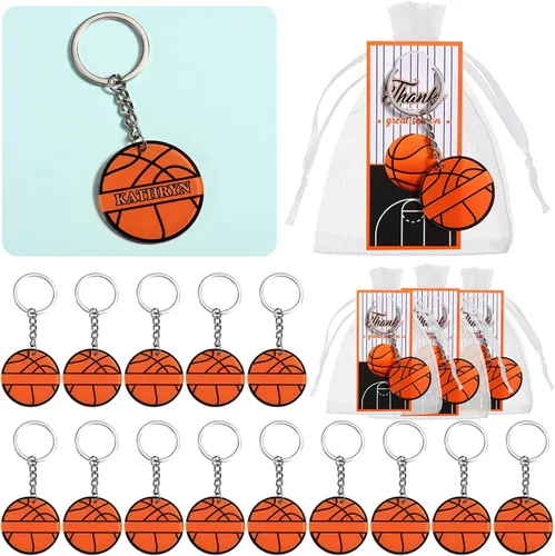 Vista 8 de Huquary 30 Sets Suministros de Fiesta de Equipo Deportivo Llaveros de Nombre Acrílicos DIY Llaveros de Fútbol Softbol Béisbol Regalo para Fiesta