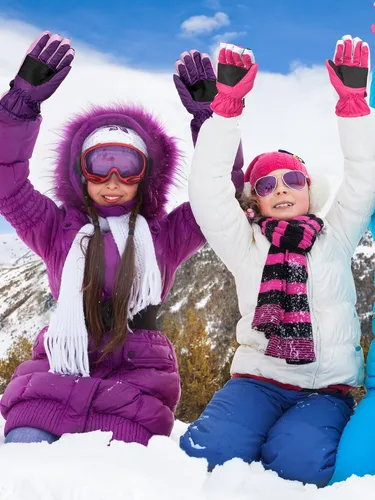 Vista 2 de Newcotte 2 pares de guantes de nieve de invierno para niños, guantes de esquí cálidos, guantes de esquí para niños, snowboard y nieve, guantes