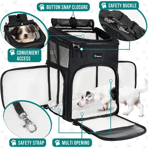Vista 3 de PetAmi Mochila transportadora para perros, mochilas para gatos aprobadas por aerolíneas para transportar gatos pequeños y grandes, mochila