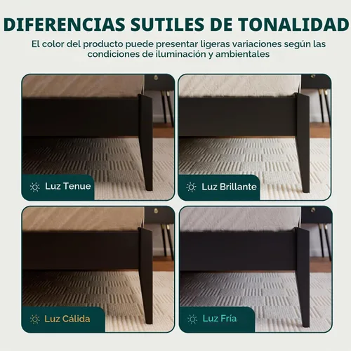 Vista 5 de Bme Dinkee - Marco de cama de plataforma Queen de madera de 15 pulgadas, marco de cama de madera maciza, estilo moderno y minimalista, soporte de 12