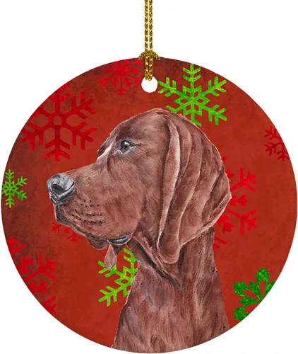 Vista 51 de Caroline's Treasures Affenpinscher - Adorno de cerámica para colgar en el árbol de Navidad con copos de nieve rojos y verdes, para el hogar