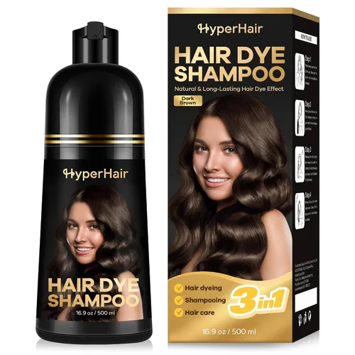 Vista 8 de Champú de tinte para el cabello 3 en 1 para mujeres y hombres, champú para cabello gris, cobertura de larga duración, negro