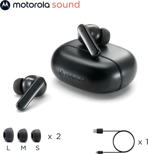 Vista 8 de Motorola Sound Moto Buds 125 True Wireless Earbuds, IPX5, impermeables, a prueba de sudor, control táctil, con micrófono de cancelación de ruido