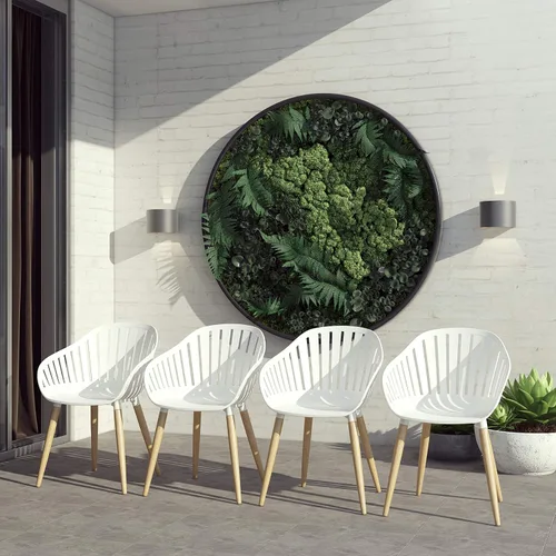 Vista 6 de Brampton Patio Athens - Juego de mesa de comedor rectangular de 11 piezas, ideal para patio e interior, acabado de teca claro