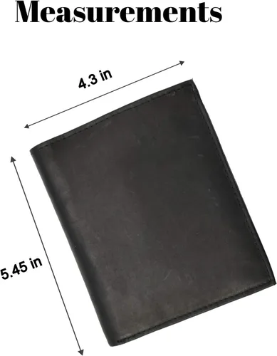 Vista 3 de MARSHAL Cartera de piel de alta calidad con bloqueo RFID de doble capacidad para tarjetas de crédito hipster, Negro -, Bifold