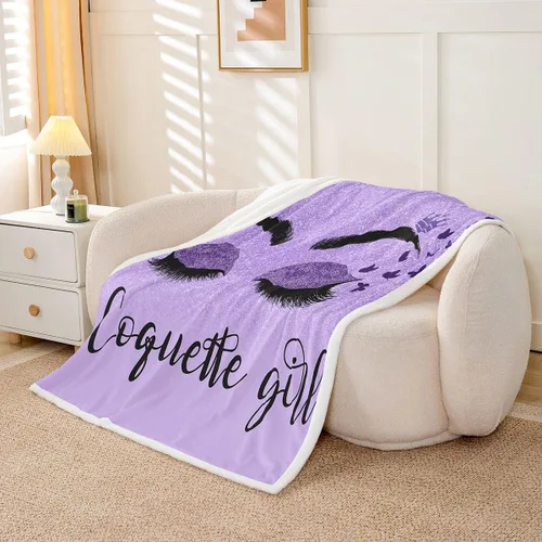Vista 10 de Erosebridal Manta de vellón de pestañas de 40 x 50 pulgadas, hermosa manta de maquillaje femenino para niñas y mujeres, decoración de dormitorio