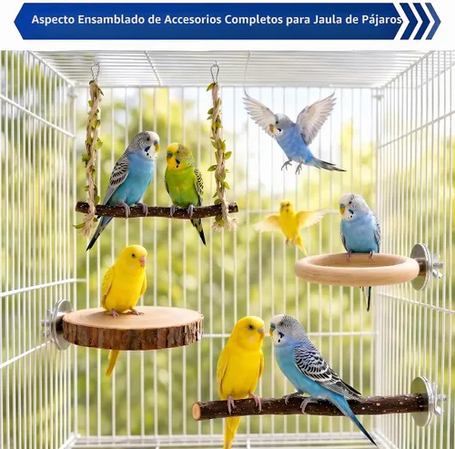 Vista 7 de 4-in-1 Bird Perches for Cage, Natural Wood Stands for Small Parrots
