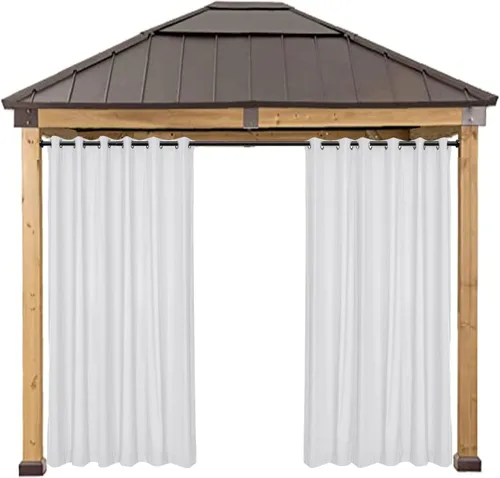 Vista 11 de Macochico Cortinas impermeables para patio al aire libre, cortinas opacas con aislamiento térmico, cortinas resistentes al viento para puerta Beige
