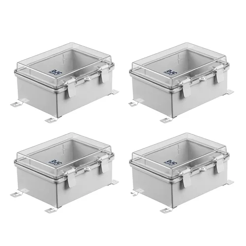 Vista 6 de Co. ABS 6.6" x 8.7" x 4.3" impermeable IP67 caja electrónica con bisagras con placa de montaje, soporte, cubierta de plástico y clips
