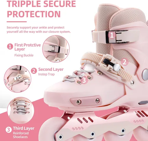 Vista 3 de SWAY Patines en línea ajustables para niños, adolescentes y adultos, ruedas iluminadas de alto rendimiento, patines en línea ideales para niños