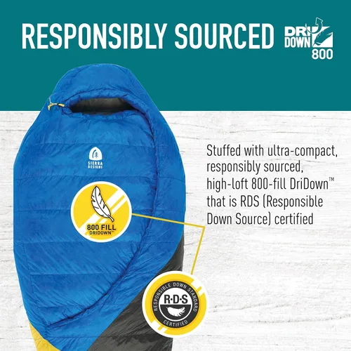 Vista 6 de Sierra Designs Cloud - Saco de dormir de 35 grados DriDown ultraligero sin cremallera para mochileros y camping