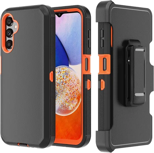 Vista 9 de Funda para teléfono Samsung Galaxy A14 5G, resistente, dura, a prueba de golpes, con funda de clip para cinturón para Samsung A14 5G 2023 (negro)