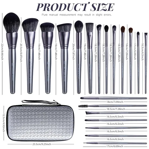 Vista 11 de BS-MALL Juego de 20 brochas de maquillaje (A-Silver Silver)
