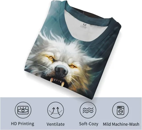 Vista 4 de Camiseta de manga corta con diseño de lobo para hombre