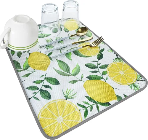 Vista 13 de SHIYUE Tapete de secado de platos para encimera de cocina, súper absorbente, decoración de cocina de primavera, tapete de secado de microfibra