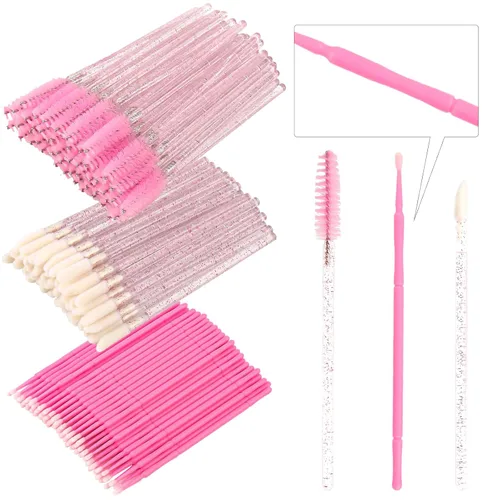 Vista 16 de Kit de suministros para extensión de pestañas de 300 piezas, cepillos desechables para pestañas, micro hisopos, varitas para máscara, cepillos