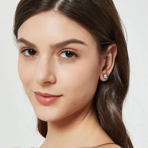 Vista 19 de YAMI Black/Grey/White Pearl Earrings, Real Cultured Pearl, 925 Sterling Silver Stud Earrings Plated with 18K Gold, Classic & Elegant Jewelry Gifts