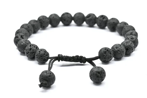 Vista 7 de Lava Stone Bracelet for Women Men's Gifts - Protection Healing Crystal Bracelet - 8mm Gemstone Beaded Adjustable Bracelet Pulseras Para Hombres