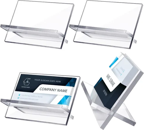 Vista 8 de Sintuff 2 Pack Acrylic Business Card Holders, Desktop Card Display Stand Clear Plastic Business Card Holder for Desk Name Cards Stand Organizer