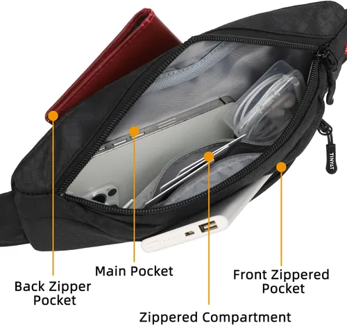 Vista 4 de TINYAT Riñonera grande de viaje ligera para hombres y mujeres con correa ajustable T206, Negro profundo/2003