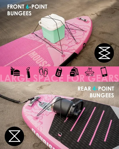 Vista 4 de MOUSA 11'6“x35 Extra Wide Inflatable Stand Up Paddle Board, Stable Long SUP for 2 People/Family, Shoulder Strap, 3/5 Handles, 100L Backpack