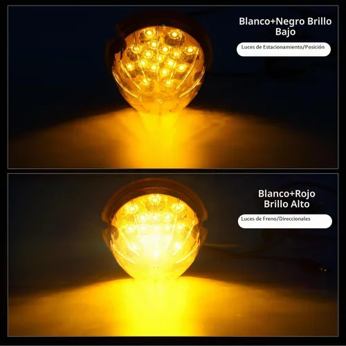 Vista 2 de 2 piezas de luces de sandía, luz de sandía LED de doble función de 17, lente ámbar con bisel de acero inoxidable, luces de señal de parada y giro