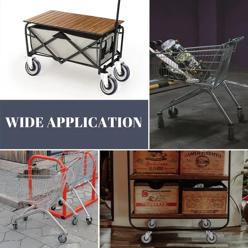 Vista 6 de MYFULLY Kit de ruedas de repuesto para carrito de compras de 5 pulgadas, ruedas de poliuretano escalonadas y completas con herrajes, ruedas